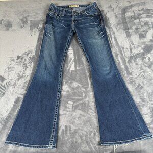BKE Jeans Women's 30 x 35.5 Star Stretch Flare Faded Distressed Cowgirl Rodeo